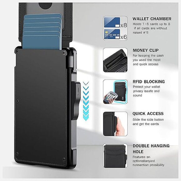 Wallet for Men - with Money Clip Slim Leather Slots , Ink - Picture 2 of 6